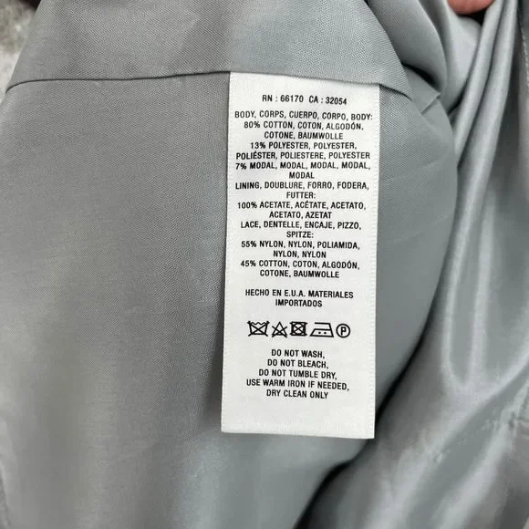 Anthropologie Leonor Silva Etain Dress Gray 3/4 Sleeves Lace Collar Women Large - Picture 10 of 16